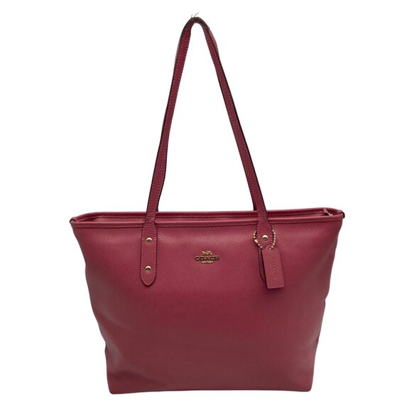 Coach Handbags - Coach Pink Crossgrain Leather City Zip Tote Bag F58846